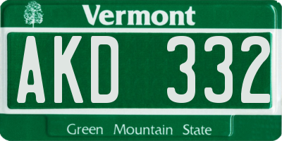 VT license plate AKD332