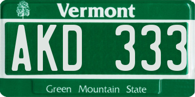 VT license plate AKD333