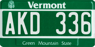VT license plate AKD336