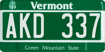 VT license plate AKD337