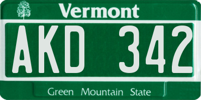 VT license plate AKD342