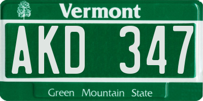 VT license plate AKD347