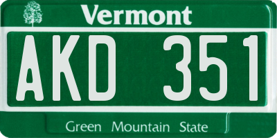 VT license plate AKD351