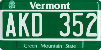 VT license plate AKD352