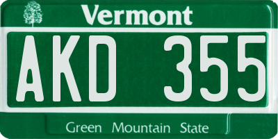 VT license plate AKD355