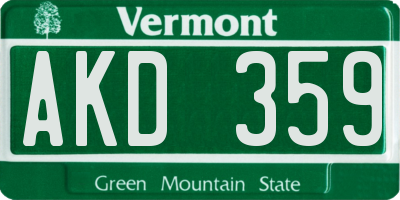 VT license plate AKD359