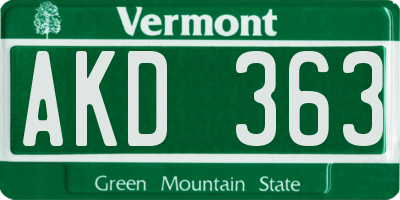 VT license plate AKD363