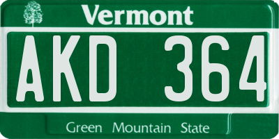 VT license plate AKD364