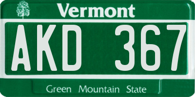 VT license plate AKD367