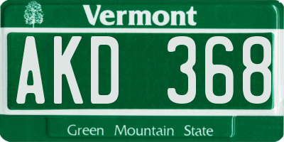 VT license plate AKD368