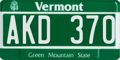 VT license plate AKD370