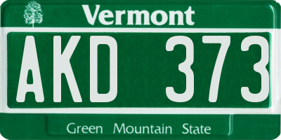 VT license plate AKD373