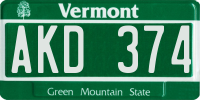 VT license plate AKD374