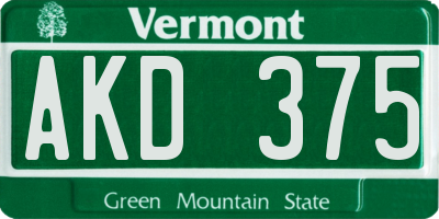 VT license plate AKD375