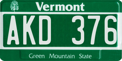 VT license plate AKD376