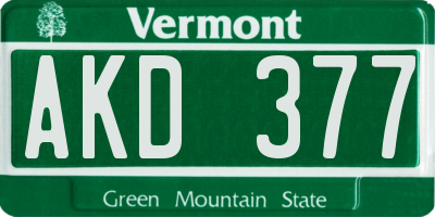 VT license plate AKD377