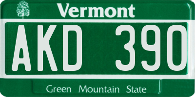 VT license plate AKD390