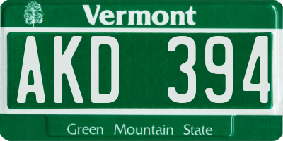 VT license plate AKD394