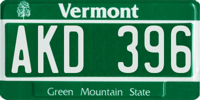 VT license plate AKD396