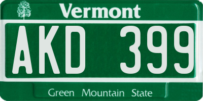 VT license plate AKD399
