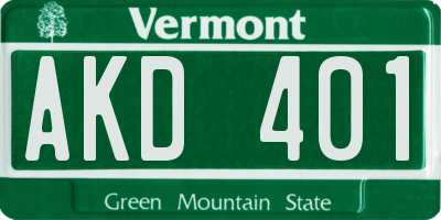 VT license plate AKD401