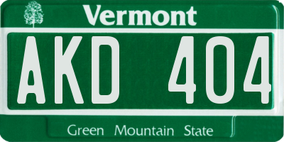 VT license plate AKD404