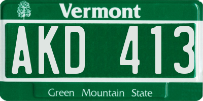 VT license plate AKD413