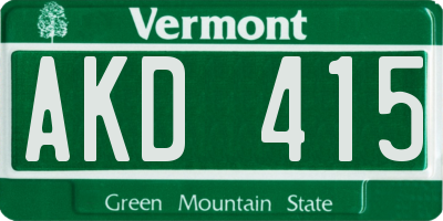 VT license plate AKD415