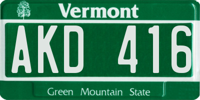 VT license plate AKD416