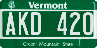 VT license plate AKD420