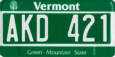 VT license plate AKD421