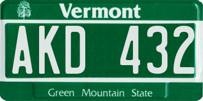 VT license plate AKD432