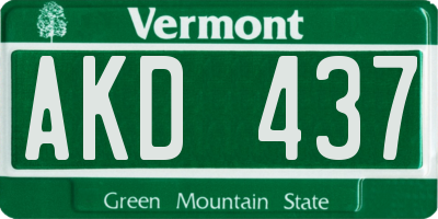 VT license plate AKD437