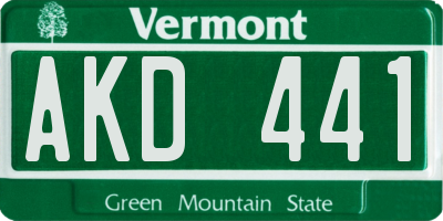 VT license plate AKD441