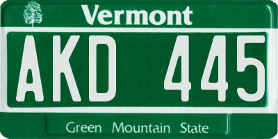 VT license plate AKD445