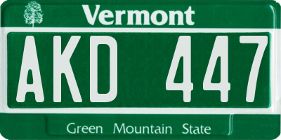 VT license plate AKD447