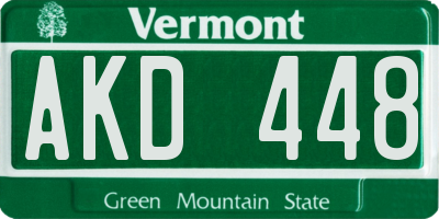 VT license plate AKD448