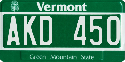 VT license plate AKD450