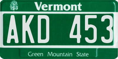 VT license plate AKD453