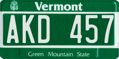 VT license plate AKD457