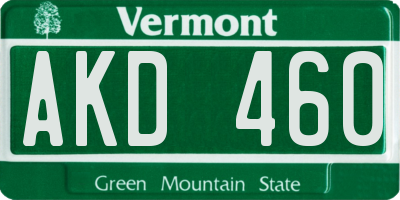 VT license plate AKD460