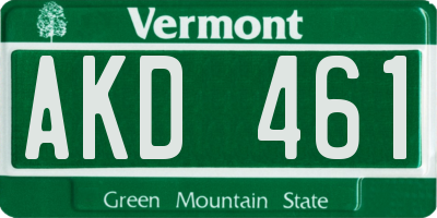 VT license plate AKD461
