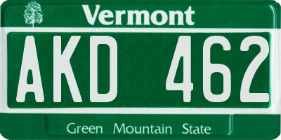 VT license plate AKD462
