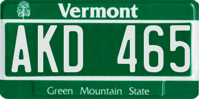 VT license plate AKD465