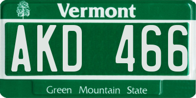 VT license plate AKD466