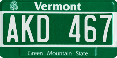 VT license plate AKD467