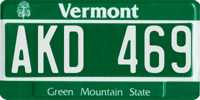VT license plate AKD469