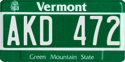 VT license plate AKD472