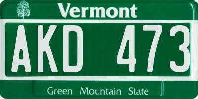 VT license plate AKD473