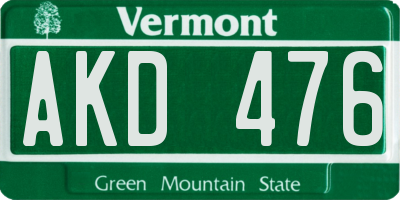 VT license plate AKD476